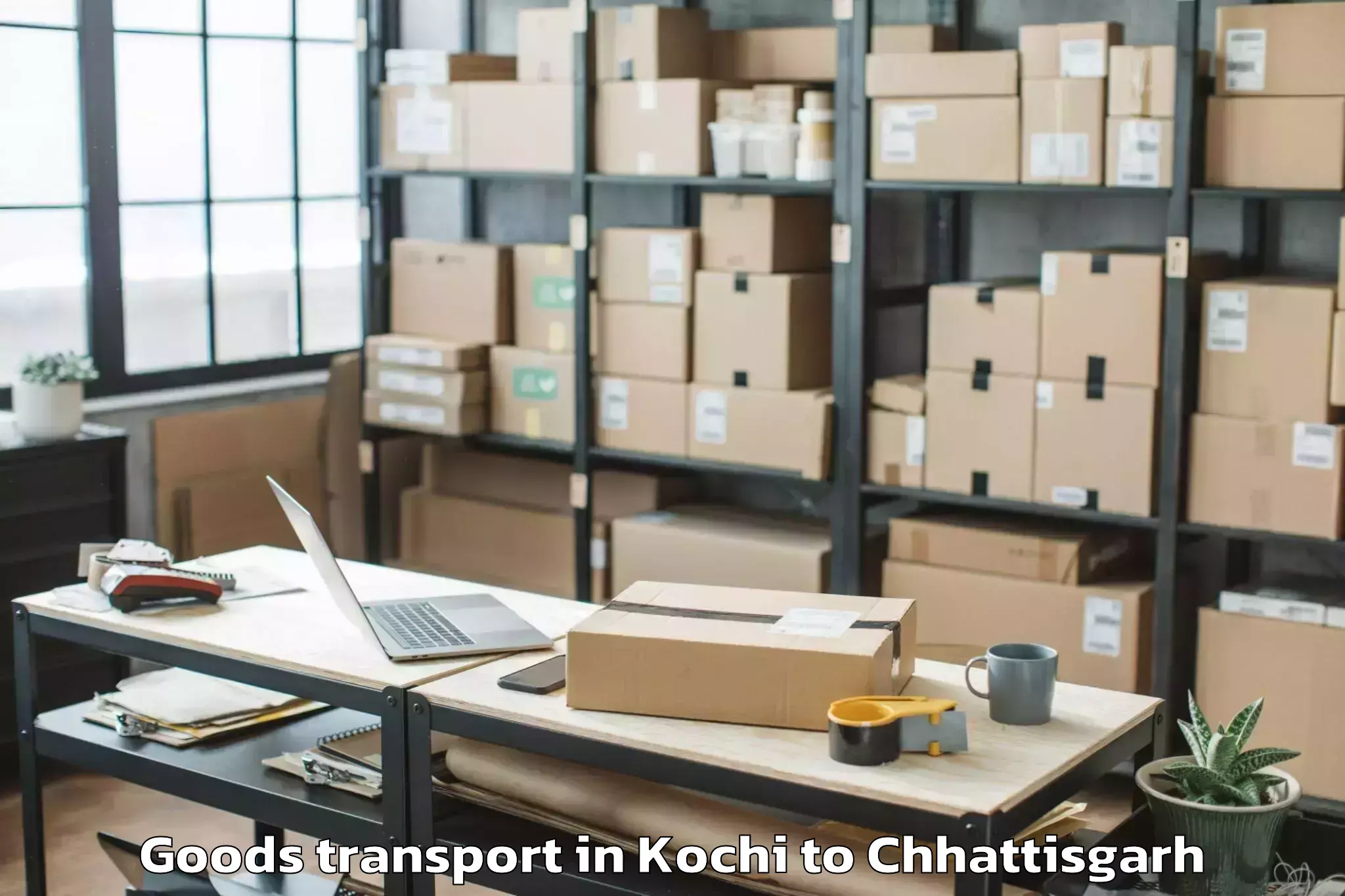 Quality Kochi to Abhilashi University Raipur Goods Transport